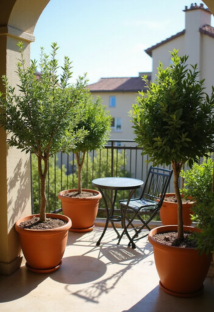 12 Stunning Balcony Privacy Ideas That Will Make Your Space Feel Like a Retreat (#5 Is a Game Changer!) - 7. Potted Trees 1