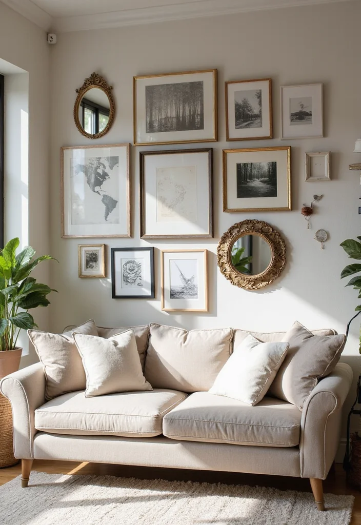 15 Cozy Living Room Ideas That'll Make You Want to Snuggle Up Right Now! - 5. Create a Gallery Wall 1