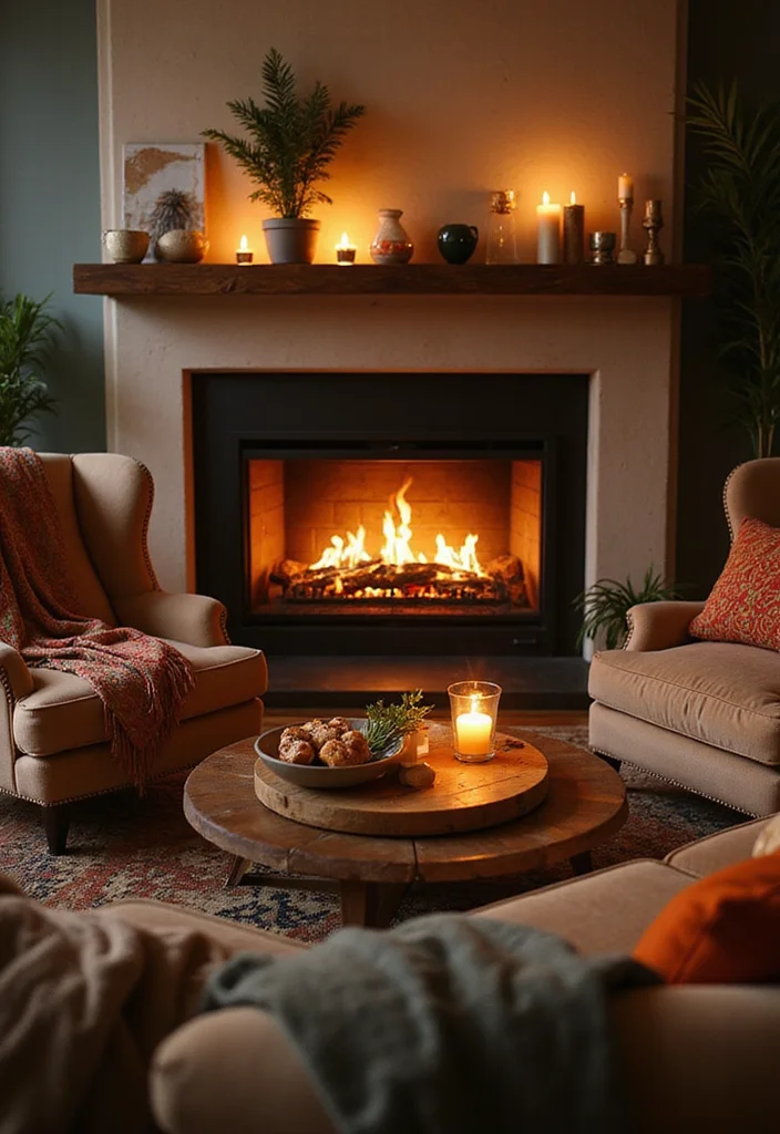 15 Cozy Living Room Ideas That'll Make You Want to Snuggle Up Right Now! - 9. Add a Fireplace or Heater 1