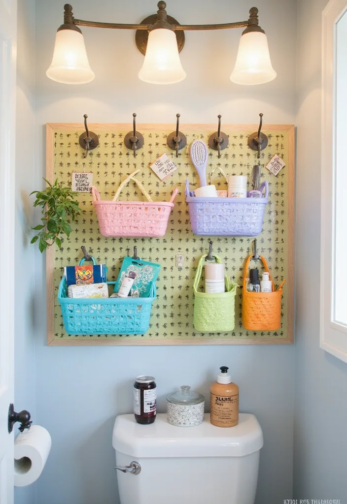 7 Small Bathroom Storage Solutions That Are Surprisingly Stylish! - 6. Pegboards for Creativity 1