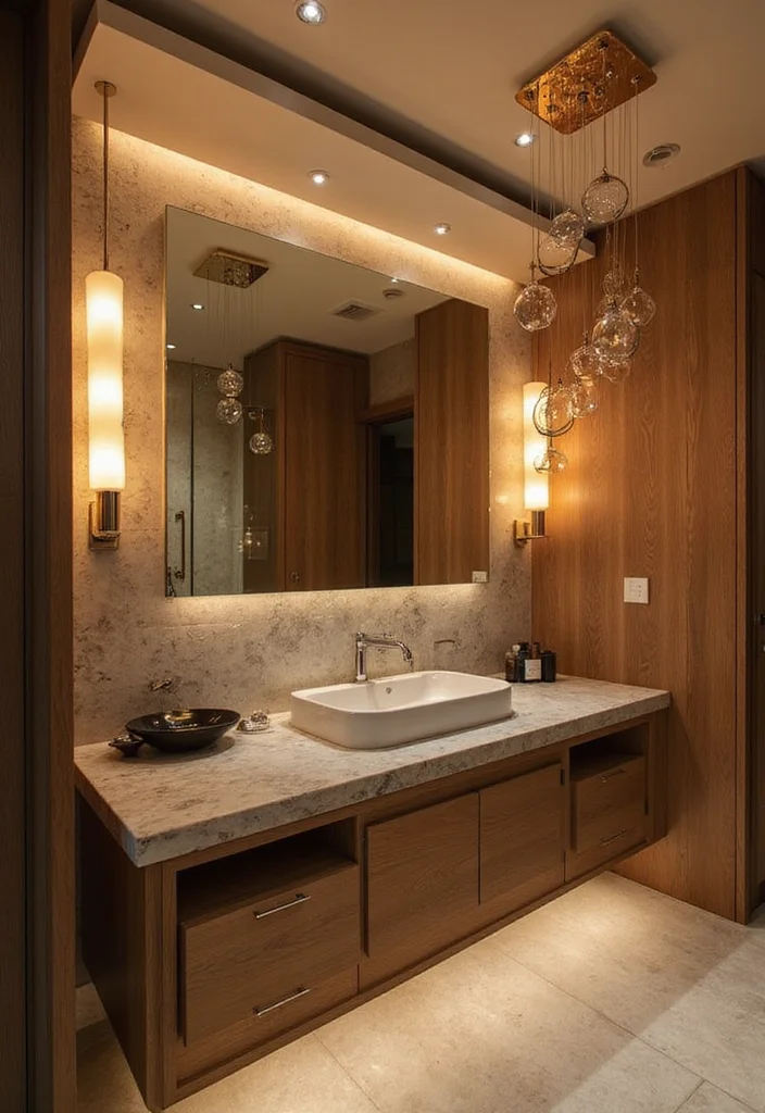 Modern Bathroom Ideas: 10 Luxury Designs You Won't Want to Miss! - 9. Statement Lighting 1