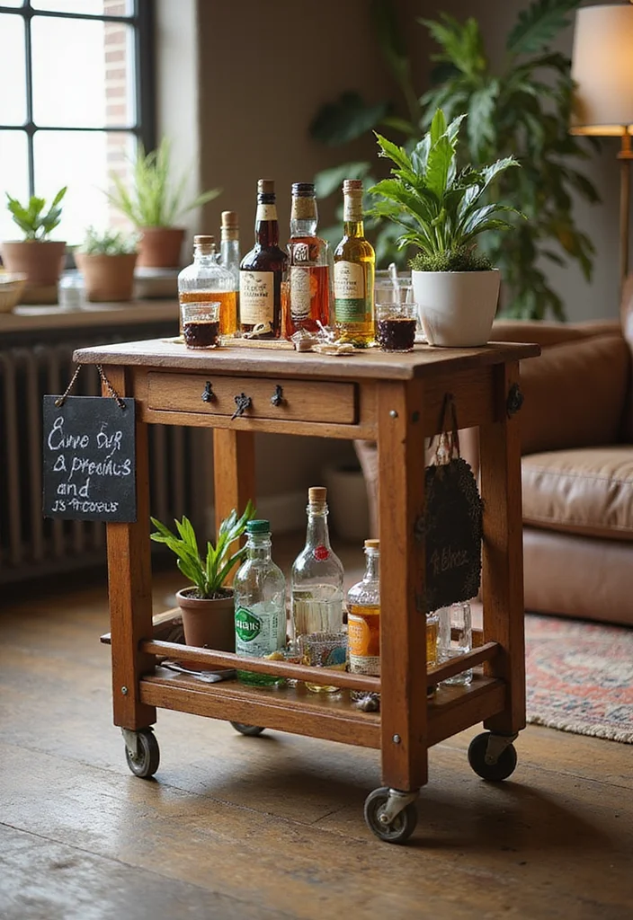 10 Ultimate DIY Home Bar Ideas That Will Impress Your Friends (You Won't Believe #4!) - 4. Magical Mini Bar Cart 1