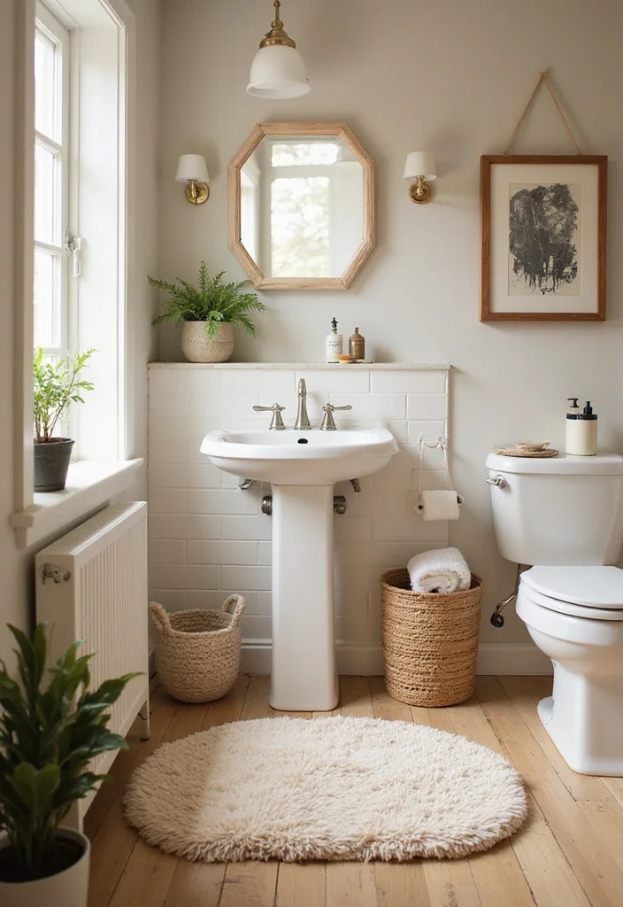 11 Bathroom Decor Ideas for Small Bathrooms That Maximize Style and Space! - 11. Textured Rugs for Added Warmth 1