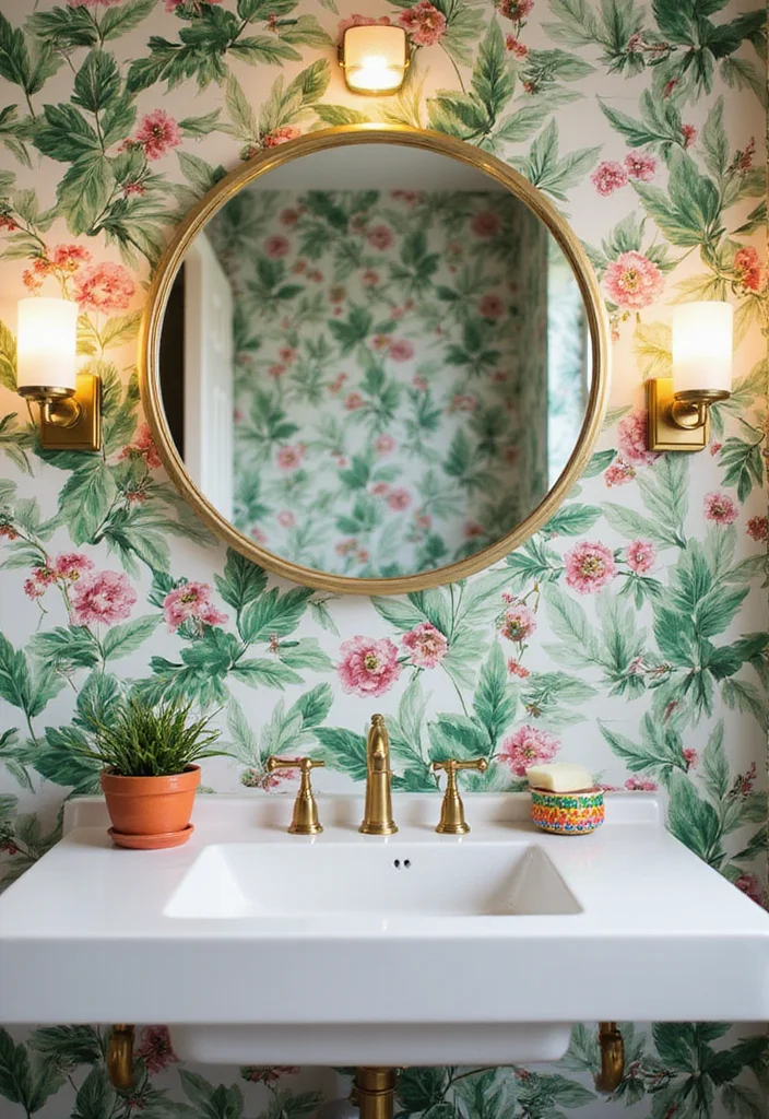 12 Renter-Friendly Bathroom Ideas That Instantly Upgrade Your Space (No Renovation) - 1. Stylish Peel-and-Stick Wallpaper 1