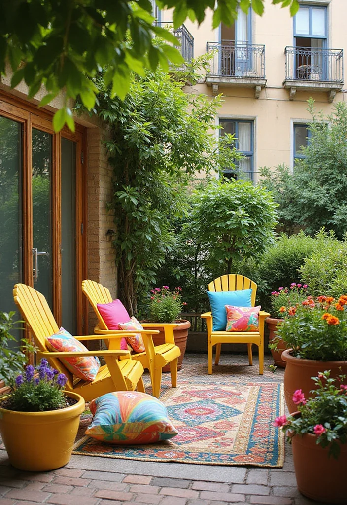 12 Stunning Apartment Patio Decorating Ideas You'll Want to Steal for Your Own Space! - 10. Playful Fireworks of Color 1