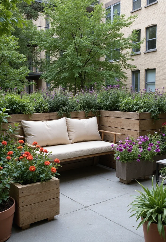 12 Stunning Apartment Patio Decorating Ideas You'll Want to Steal for Your Own Space! - 5. Planter Boxes and Furniture Combo 1