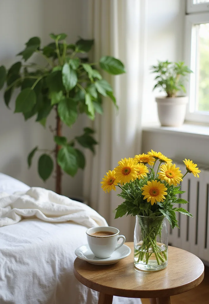 14 Guest Bedroom Ideas That Make Visitors Feel at Home - 5. Fresh Flowers and Greenery 1
