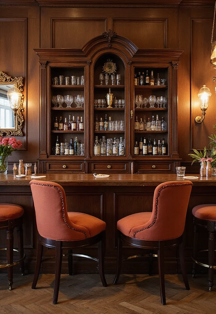 15 Vintage Home Bar Ideas That Bring Old-School Charm - 10. Vintage-Inspired Furniture 1