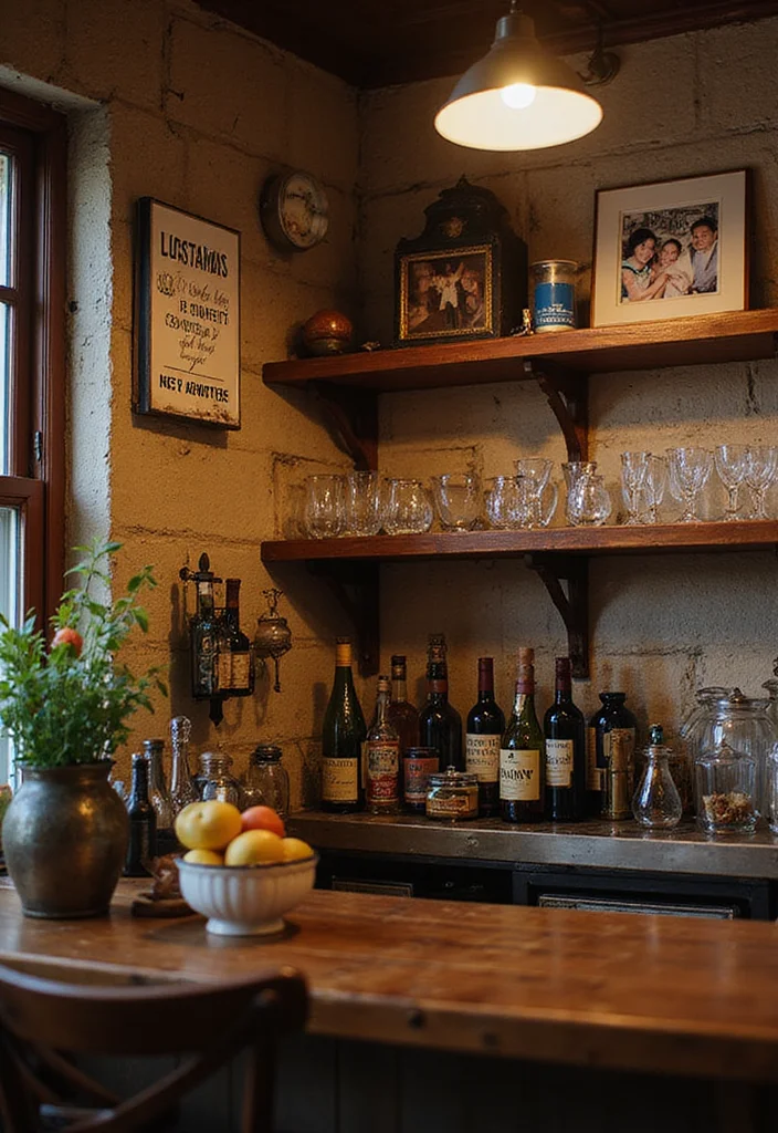 15 Vintage Home Bar Ideas That Bring Old-School Charm - 11. Personal Touches 1