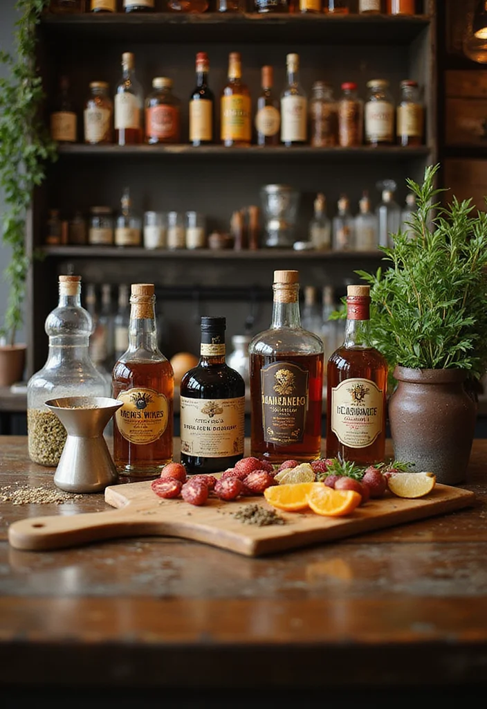 15 Vintage Home Bar Ideas That Bring Old-School Charm - 14. Craft Cocktail Ingredients 1