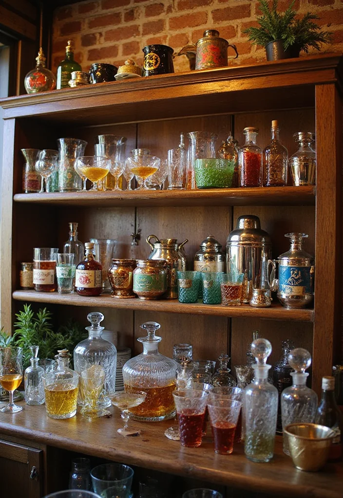 15 Vintage Home Bar Ideas That Bring Old-School Charm - 2. Vintage Barware Collection 1