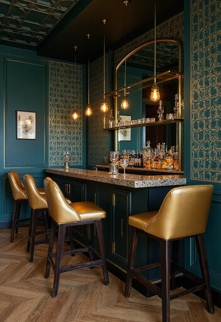 15 Vintage Home Bar Ideas That Bring Old-School Charm - 4. Art Deco Elegance 1