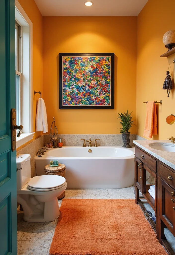 18 Bathroom Ideas for Couples That Balance Style and Shared Space - 13. Artistic Touches 1