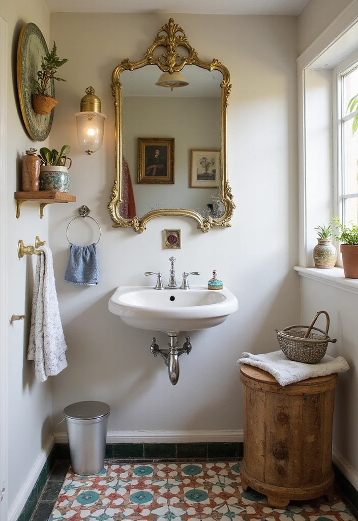 18 Bathroom Ideas for Couples That Balance Style and Shared Space - 17. Vintage and Retro Finds 1