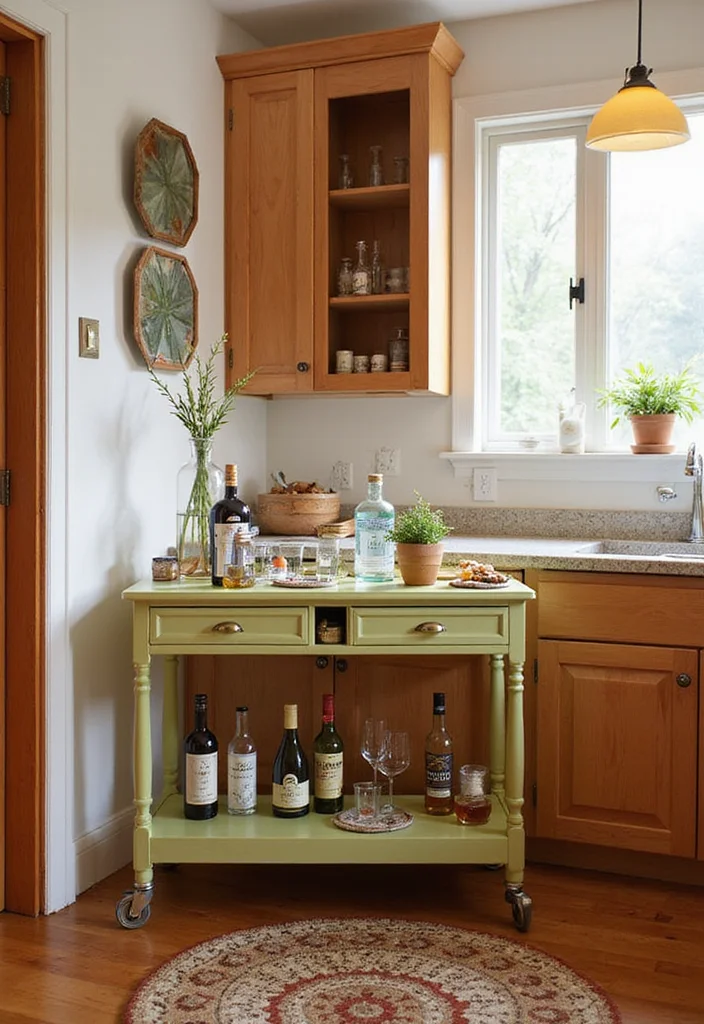 8 Home Bar Ideas for Kitchen Spaces That Look Seamless - 2. DIY Bar Cart 1