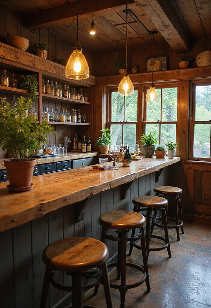 8 Home Bar Ideas for Kitchen Spaces That Look Seamless - 5. Rustic Bar Area 1