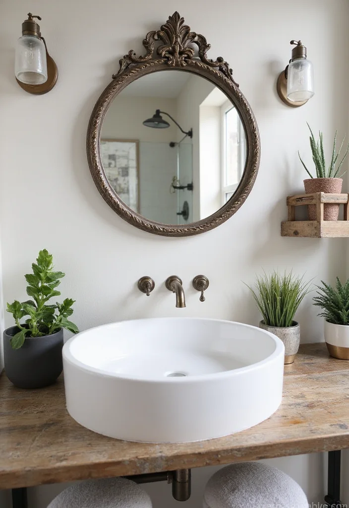9 Modern Bathroom Decor Ideas That Look Clean and Stylish - 6. Vintage Accents in a Modern Setting 1