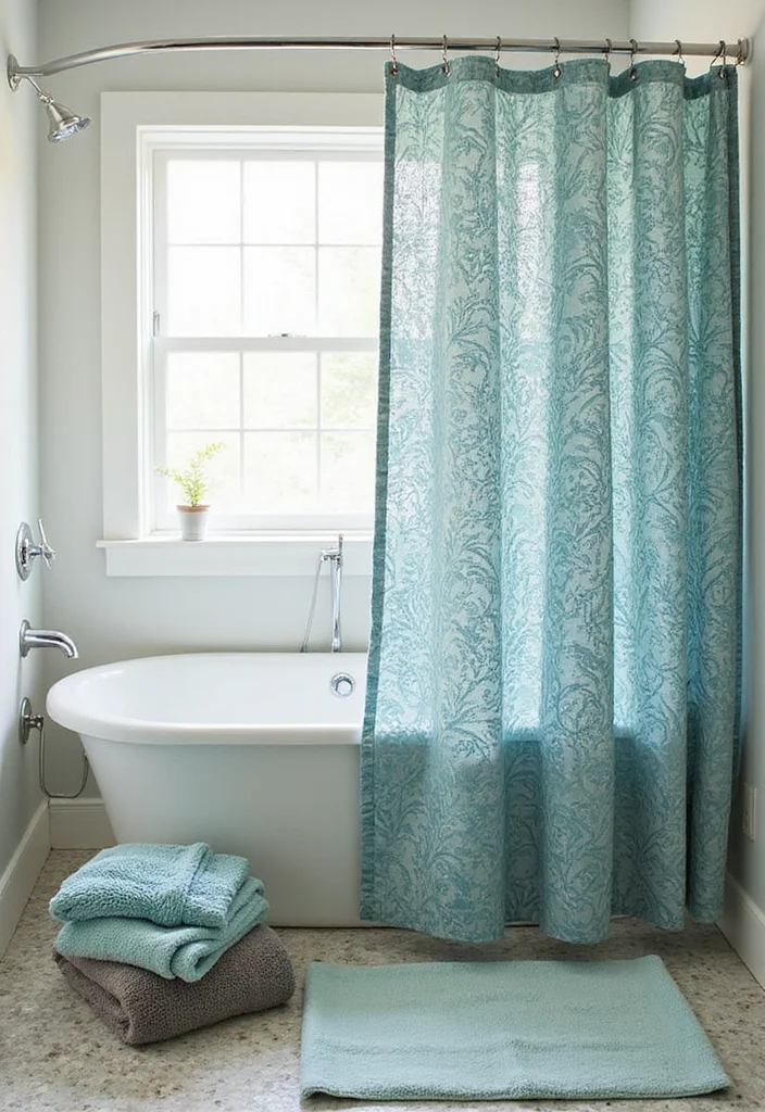 How to Decorate a Bathroom: 18 Simple Styling Tricks Designers Use! - 14. Install a Stylish Shower Curtain 1