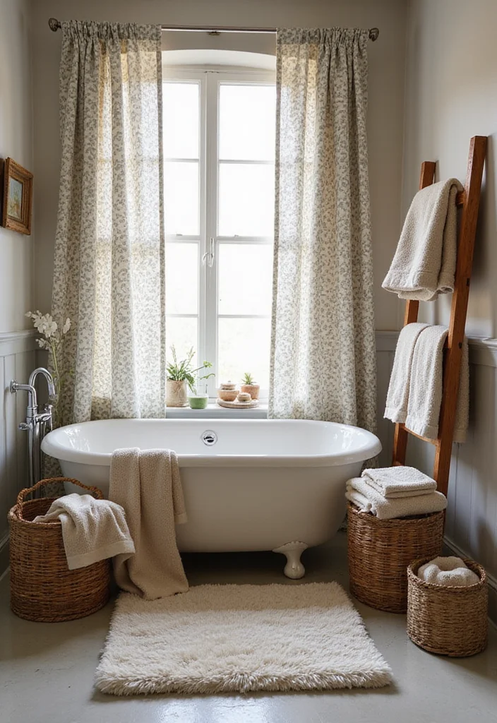 How to Decorate a Bathroom: 18 Simple Styling Tricks Designers Use! - 6. Layer Textiles for Comfort 1