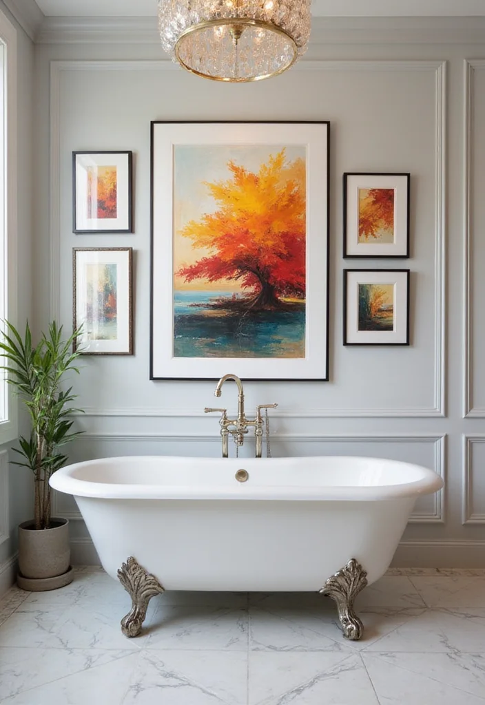 How to Decorate a Bathroom: 18 Simple Styling Tricks Designers Use! - 8. Embrace Artwork 1